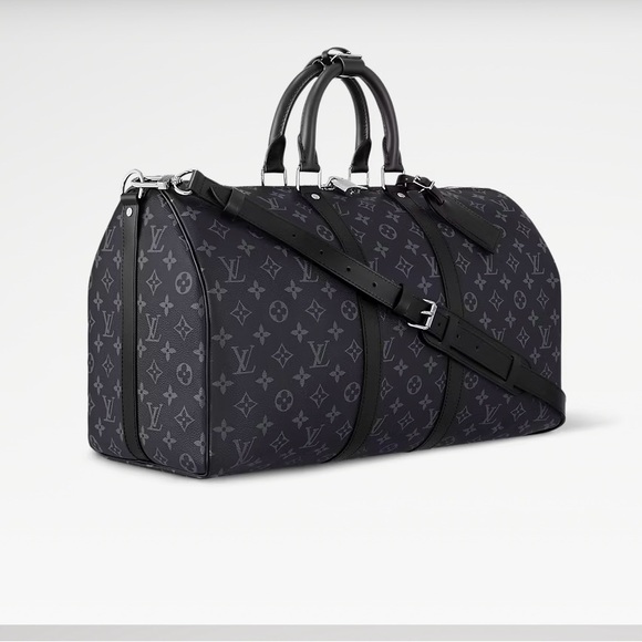 Louis Vuitton Keepall 55 Bandouliere Eclipse Black Travel Bag - Picture 1 of 15